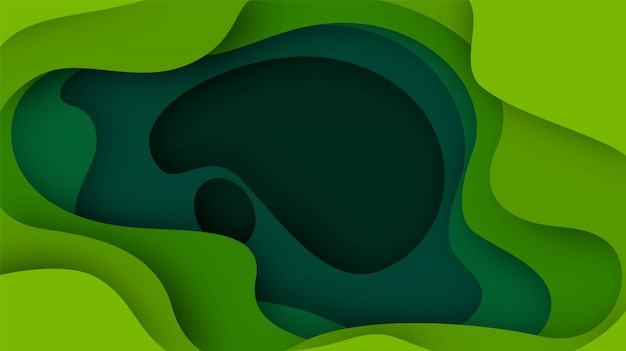 Vector 3d abstract background with green paper cut shapes