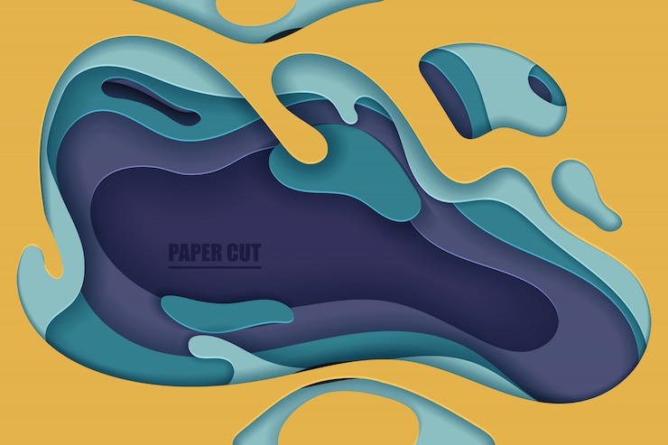 Vector 3d abstract background with paper cut shapes.