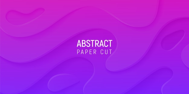 3D abstract background with purple and pink paper cut gradient waves