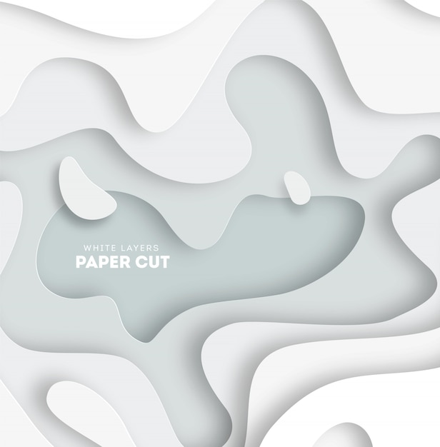 3D abstract background with white paper cut shapes