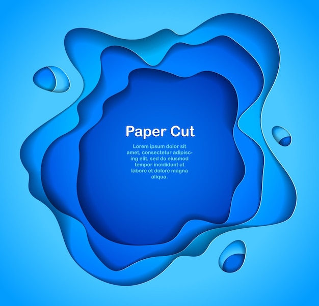 3d абстрактный синий фон с бумагой вырезать формы. векторная иллюстрация в стиле вырезки из бумаги. макет визитной карточки, презентации, листовки или плакаты.