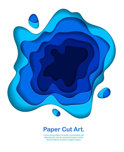 3D abstract blue background with paper cut shapes. Vector illustration in paper cut style. layout for business card, presentations, flyers or posters.