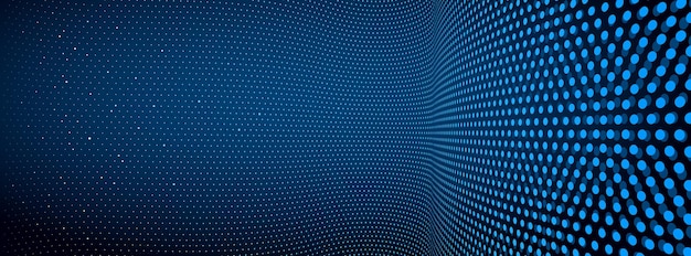 Vector 3d abstract dark blue background with dots pattern vector design, technology theme, dimensional dotted flow in perspective, big data, nanotechnology.