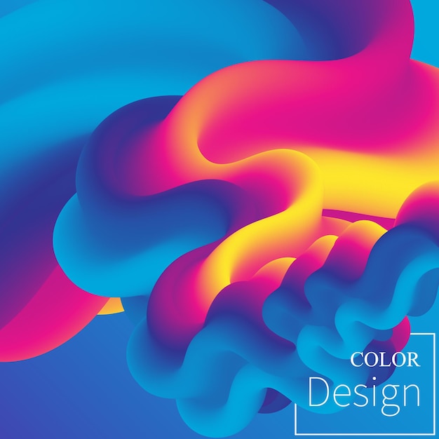 3d abstract flow. bright gradient fluid background