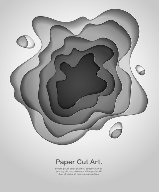 3D abstract grey background with paper cut shapes. Vector illustration in paper cut style. layout for business card, presentations, flyers or posters.