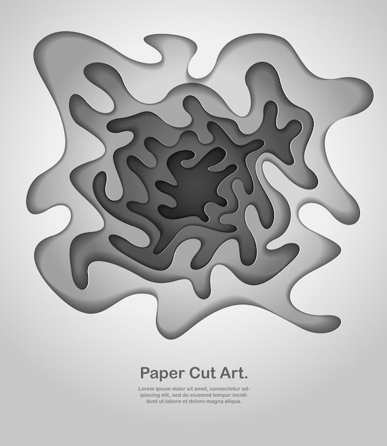 3D abstract grey background with paper cut shapes. Vector illustration in paper cut style. layout for business card, presentations, flyers or posters.