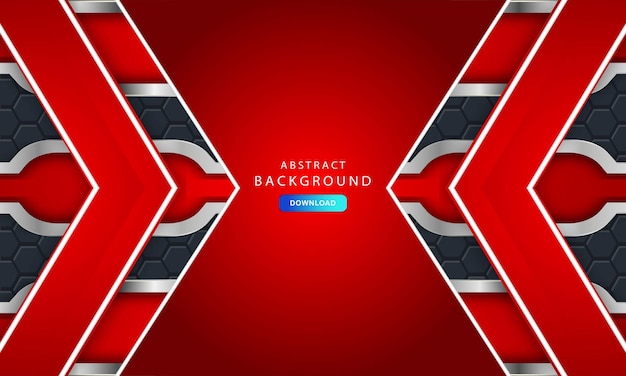 3D abstract hexagon dark red background