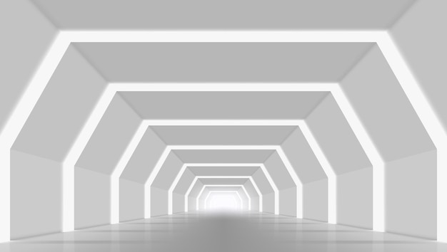 Vector 3d abstract light and futuristic corridor interior