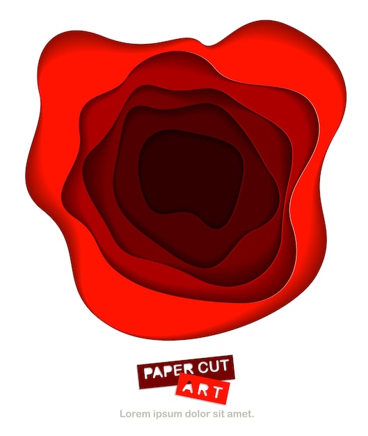 紙のカットの形で3d抽象的な赤い背景。紙カットスタイルのベクトルイラスト。名刺、プレゼンテーション、チラシ、ポスターのレイアウト。