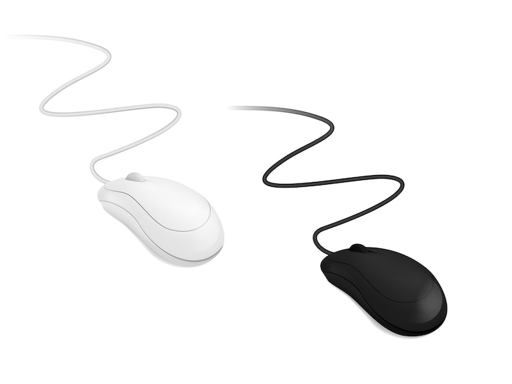 Vector 3d abstract simple white and black computer mouses