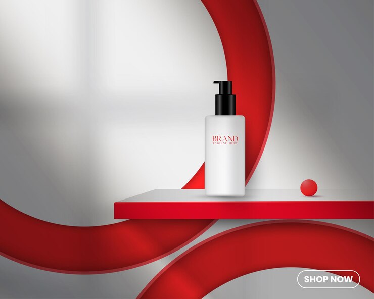 Vector 3d abstract social media beauty cosmetics product sale advertisement poster design with a podium