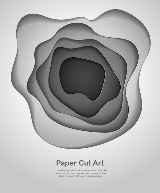 3D abstracte grijze achtergrond met papier gesneden vormen. Vectorillustratie in papier knippen stijl. lay-out voor visitekaartjes, presentaties, flyers of posters.