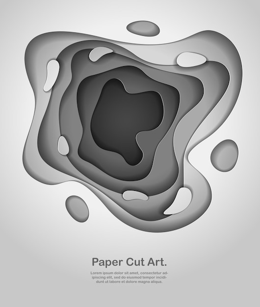 3D abstracte grijze achtergrond met papier gesneden vormen. Vectorillustratie in papier knippen stijl. lay-out voor visitekaartjes, presentaties, flyers of posters.