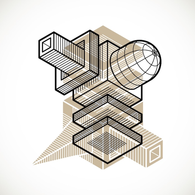 3D-abstracte isometrische constructie, veelhoekige vectorvorm.