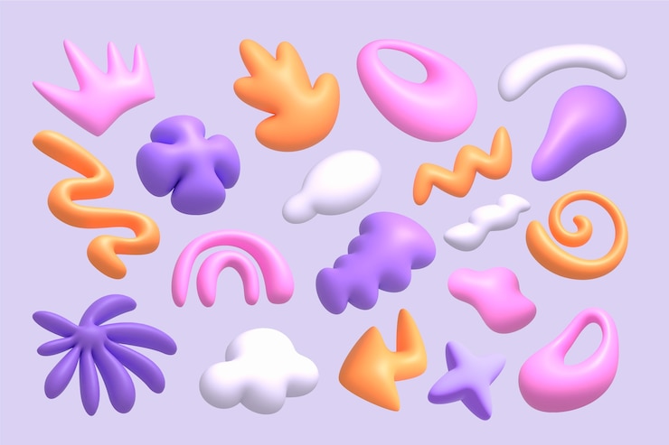 Vector 3d abstracte vormen kleurrijke set