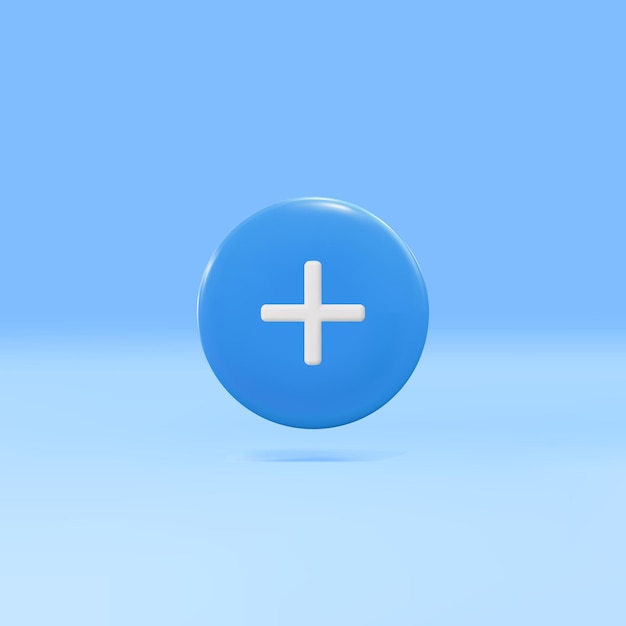 3d Add plus cross round button