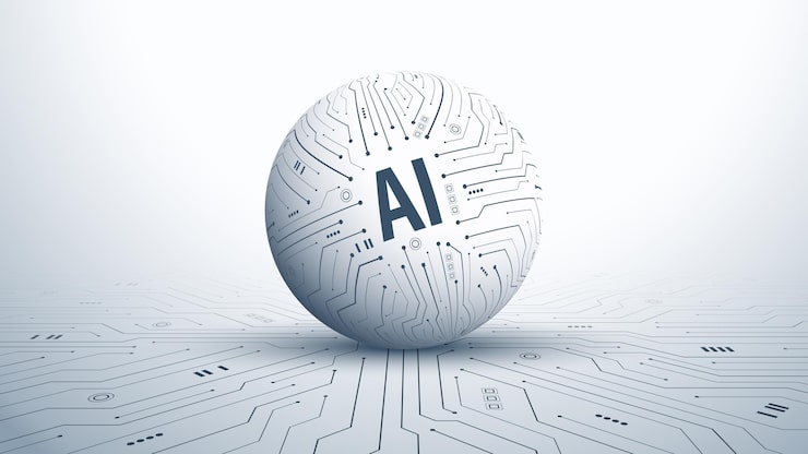 Vector 3d ai globe combined with circuit board pattern on circuit board big data and deep learning concepts in generative ai and robotics future cybernetic artificial intelligence vector illustration