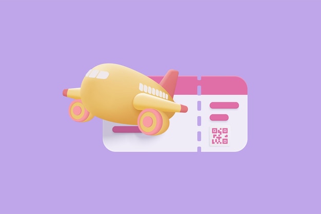 3d airline boarding pass ticket ready for tourism and travel planning a summer vacation concept ticket for travel agency booking service 3d vector passenger airplane ticket render illustration