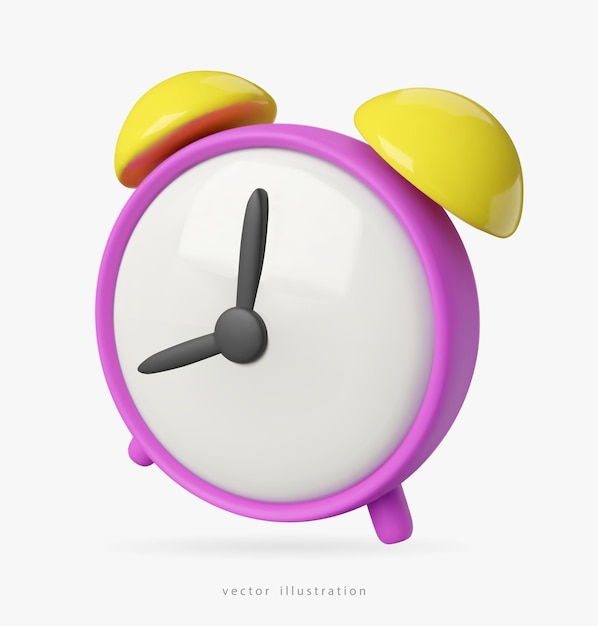 Vector 3d alarm clock icon concept of time deadline