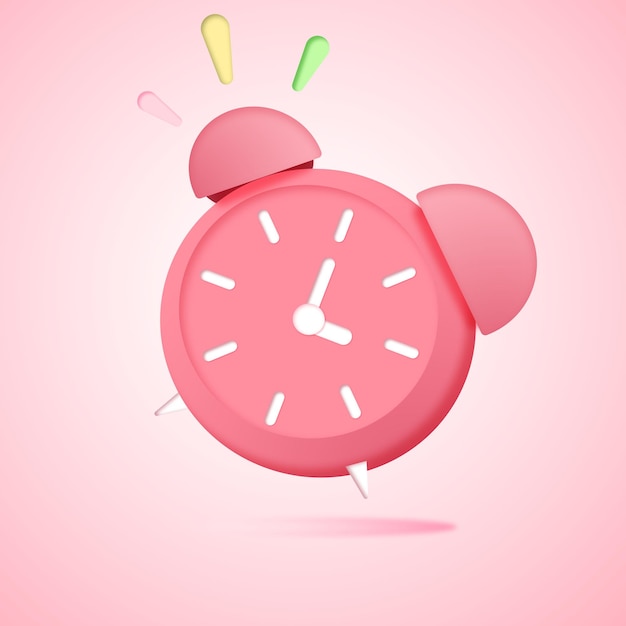 3D alarm clock Reminder of online shopping on a pink background 3d advertising alert