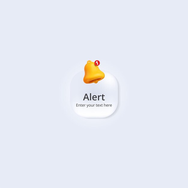 3D alert design element for UI with notification bell