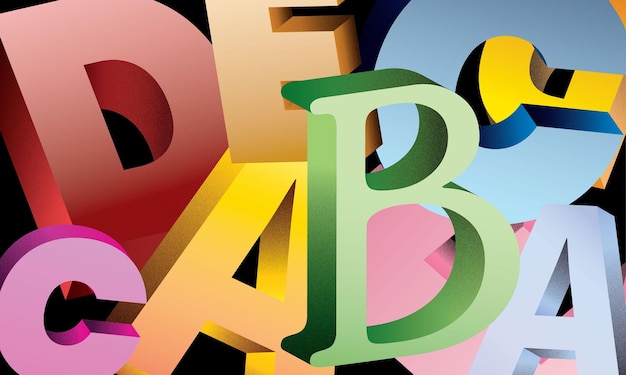 3d-alfabet met kleurrijke