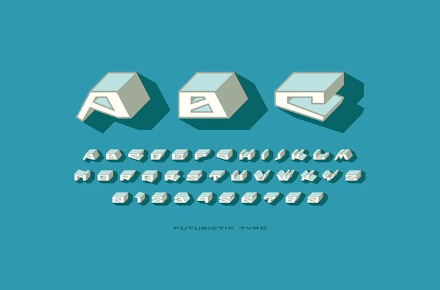 3D Alphabet Font Design Vector