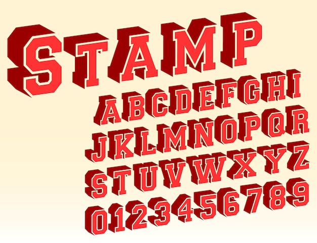 3d alphabet font template