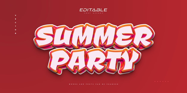 3d и красочный мультяшный текстовый эффект редактируемый текстовый эффект summer party