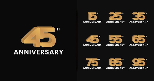 Vector 3d anniversary logo collections with luxury concept for birthday icon