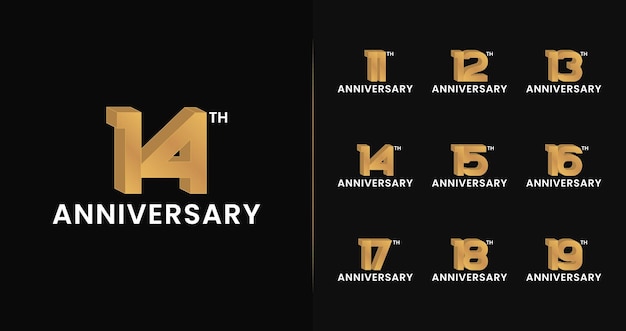 Vector 3d anniversary logo collections with luxury concept for birthday icon