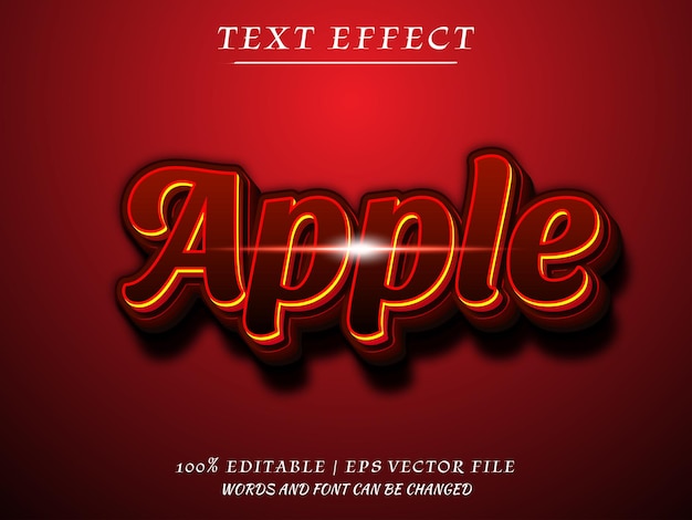 3D Apple Vector-teksteffect Bewerkbaar tekstmodel