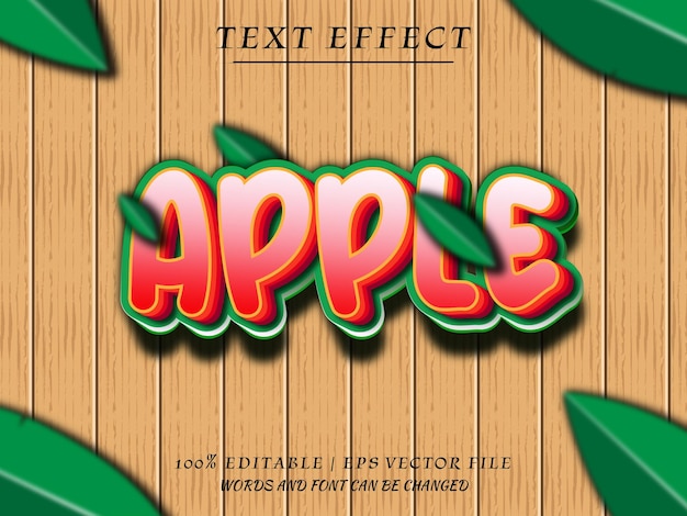 3D Apple Vector Text Effect Mockup Редактируемый текстовый эффект