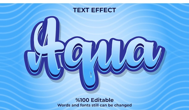 Vector 3d aqua editable text effect