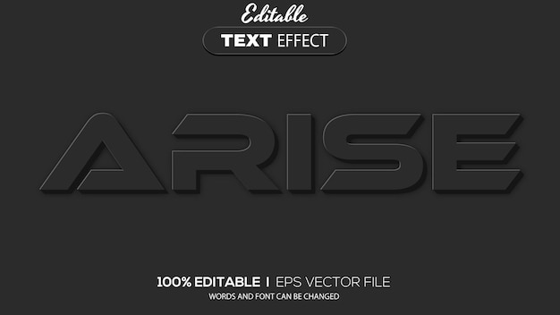 3d arise text effect editable text effect