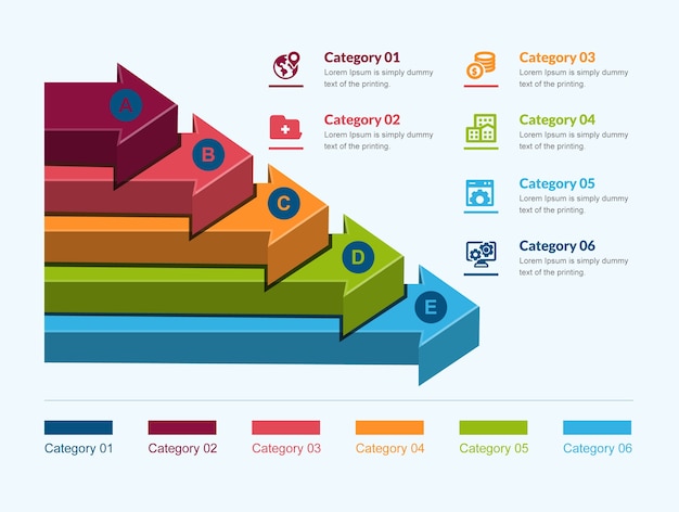 Вектор 3d-стрелка infographic 5-шаговый процесс