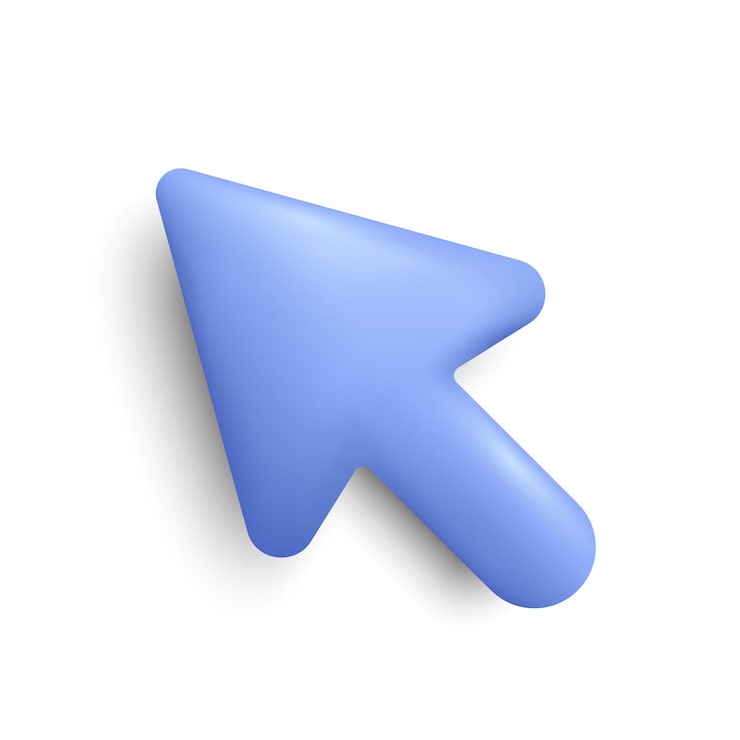Vector 3d arrow pointer mouse cursor icon computer interface render click here arrow vector