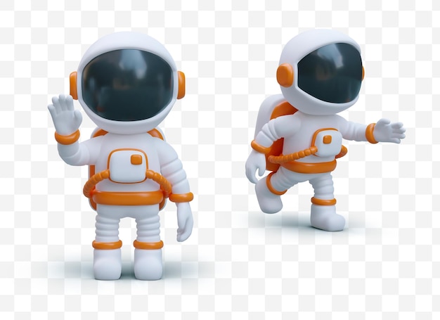 3D astronaut in space suit Character in different poses