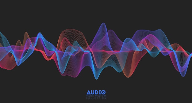 3d audio soundwave. colorful music pulse oscillation. glowing impulse pattern.