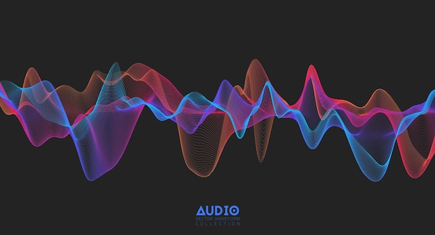 3d аудио звуковая волна Красочные музыкальные импульсные колебания Светящийся импульсный узор