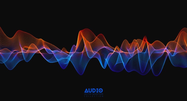 Onda sonora audio 3d oscillazione dell'impulso musicale colorato modello di impulso luminoso