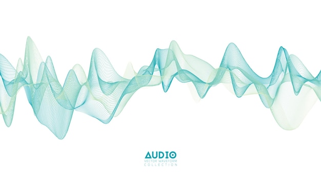 3d 오디오 음파 연한 녹색 음악 펄스 진동 빛나는 충동 패턴