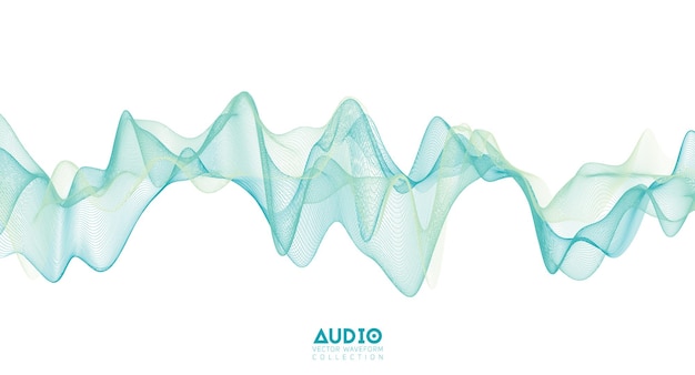 3d audio soundwave. light green music pulse oscillation.