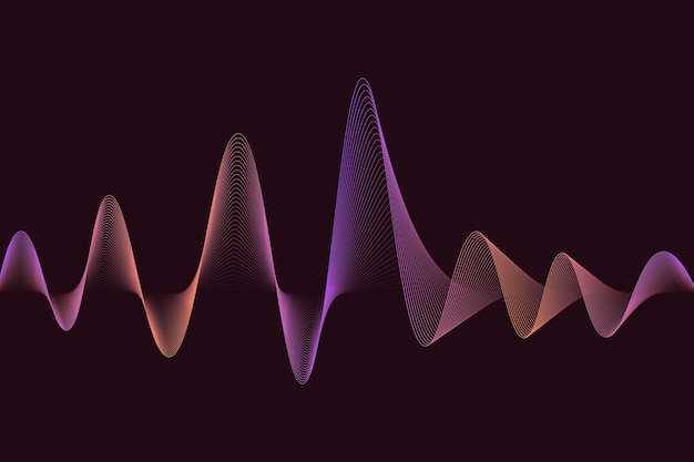 3D オーディオ 音波 鮮やかなピンクと黄色の音楽パルス振動と輝くインパルスパターン