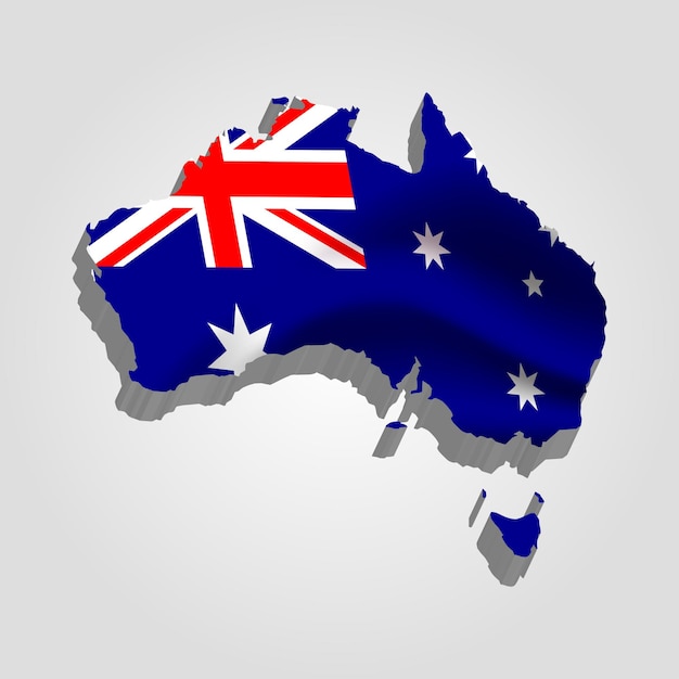 3d australia map with flag