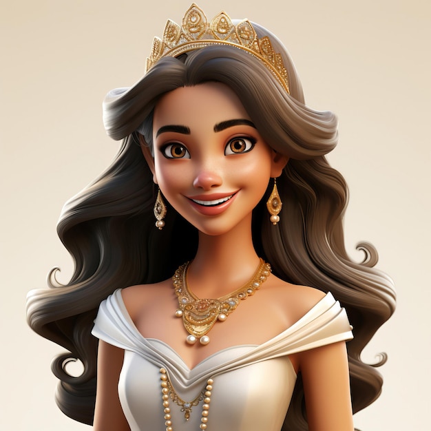 Vector 3d-avatar van een cartoonprinses zoals een emoji-profielavata