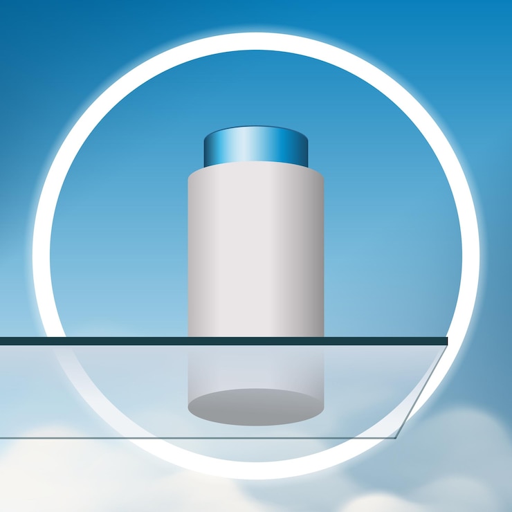 Vector 3d background beauty products with glass platform