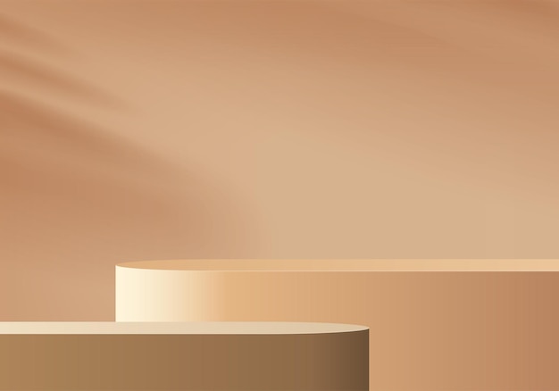 I prodotti di sfondo 3d mostrano la scena del podio con una piattaforma geometrica. sfondo vettoriale rendering 3d con podio. stand per mostrare prodotti cosmetici. vetrina scenica su piedistallo beige studio