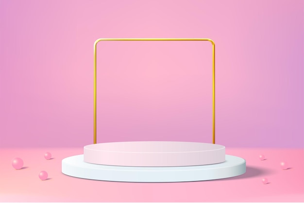 3d background products display podium scene with geometric platform stand to show cosmetic products