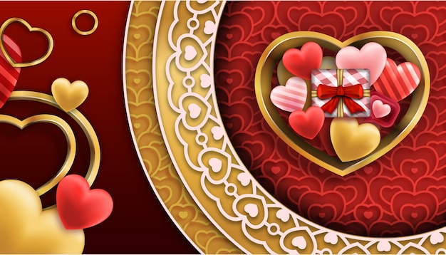 3d background valentines day vectors illustration